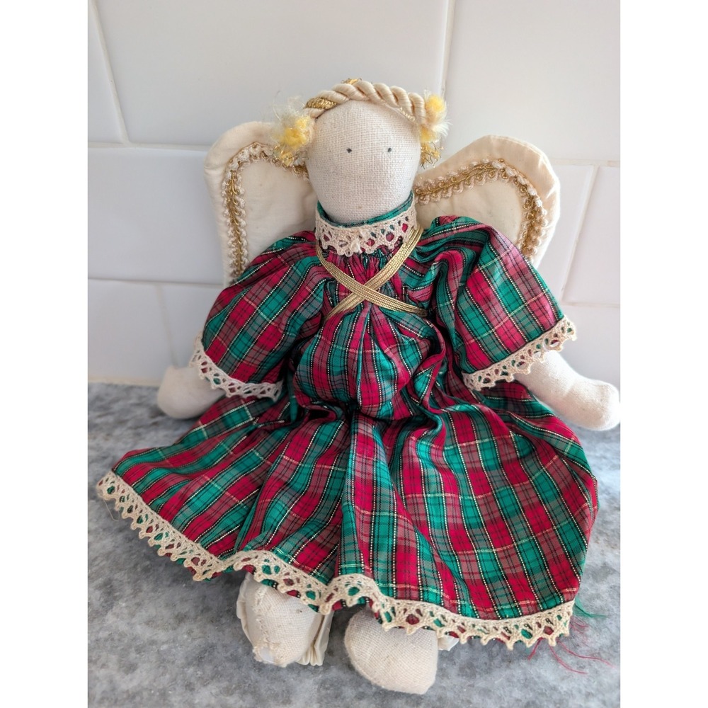 Vintage Handmade‎ Cloth Angel Country Christmas Shelf Sitter
